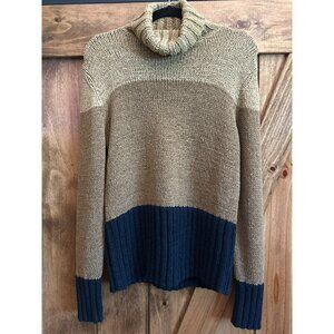 Jones New York Color Block Knit Turtleneck Sweater L Acrylic/Nylon Womens